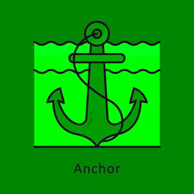 Çapa vektörü ana hatları simge biçimi illüstrasyonunu doldurdu. Beyaz arkaplan EPS 10 Dosyasında Sembol