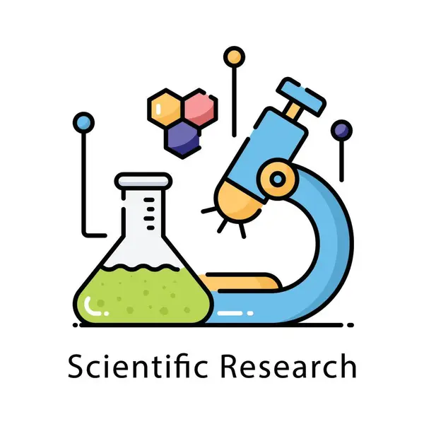 Bilimsel Araştırma vektörü ana hatları simge biçimi illüstrasyonunu doldurdu. Beyaz arkaplan EPS 10 Dosyasında Sembol