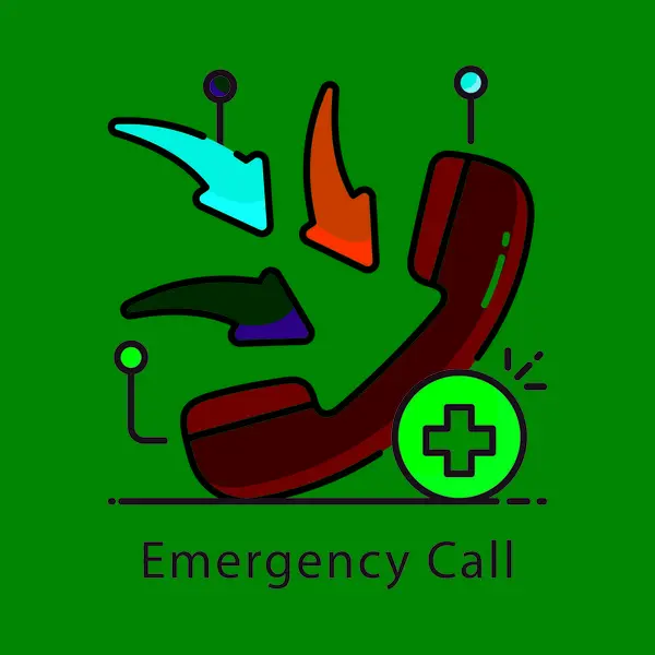 Acil çağrı vektör ana hatları simge biçimi illüstrasyonu. Beyaz arkaplan EPS 10 Dosyasında Sembol