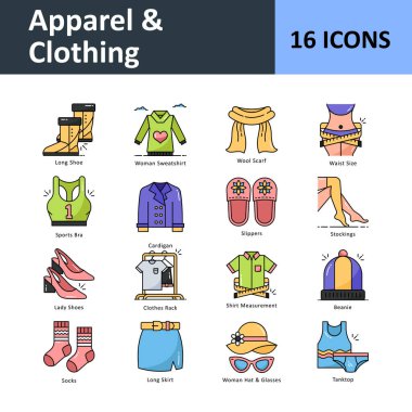 Giysi Vektörü simgesi 5 'i ayarla. Eps 10 Dosyası