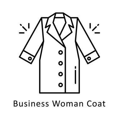 Business Woman Coat vektör ana hatları simge biçimi illüstrasyonu. 