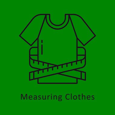 Giysi vektör ana hatlarını ölçmek simge biçimi illüstrasyonu. 