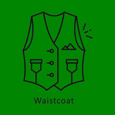 Yelek kat vektör taslağı simge çizimi. 