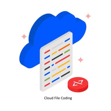 Bulut Dosya Kodlama Vektörü Simge Doldurulmuş Biçimi. Eps 10 Dosyası