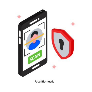 Yüz Biyometrik Vektörü Doldurulmuş Simge Biçimi. Eps 10 Dosyası 