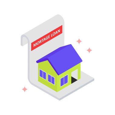 İpotek Kredisi Vektörü Simge Doldurulmuş Biçimi. Eps 10 Dosyası 