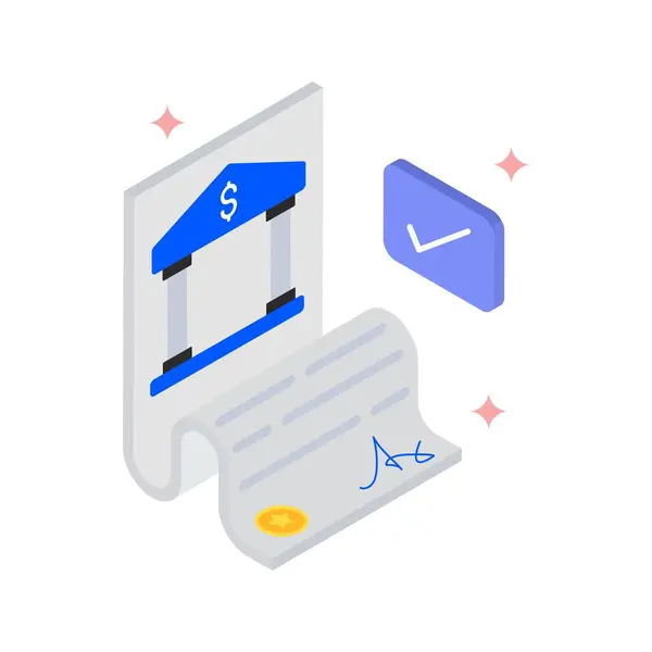 Banka Kredi Anlaşması Vektörü Simge Tarzını Doldurdu. Eps 10 Dosyası 