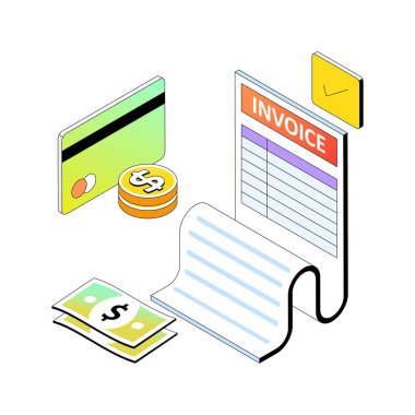 Bill Payment vektörü Gradyan izometrik biçim çizimi. Eps 10 Dosyası