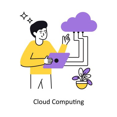 Bulut Hesaplama Konsepti vektör çizimi. Beyaz Arkaplanda izole edilmiş.