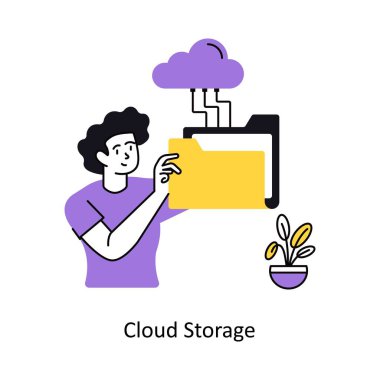 Bulut Depolama Konsepti vektör çizimi. Beyaz Arkaplanda izole edilmiş.