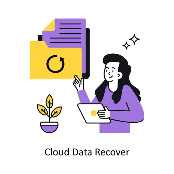 Bulut Veri Kurtarma Vektör Çizimi. Beyaz Arkaplanda izole edilmiş.