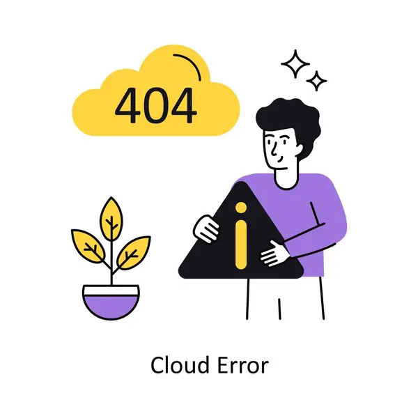 Bulut Hatası Vektör Çizimi. Beyaz Arkaplanda izole edilmiş.