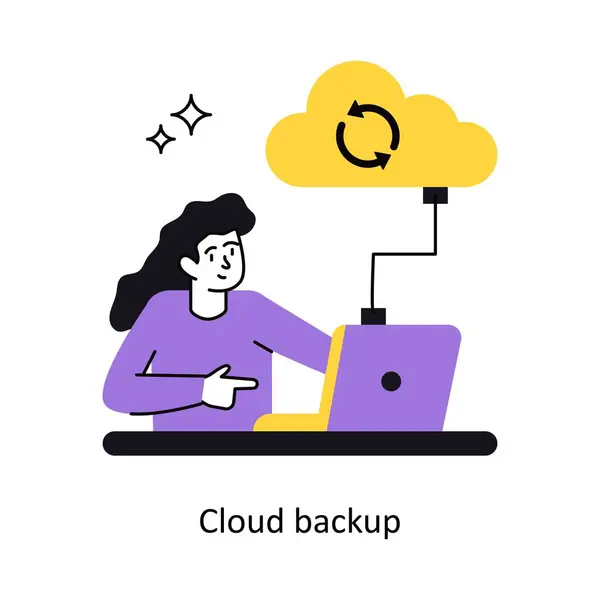 Bulut yedeği konsept vektör çizimi. Beyaz Arkaplanda izole edilmiş.