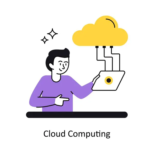 Bulut Hesaplama Konsepti vektör çizimi. Beyaz Arkaplanda izole edilmiş.