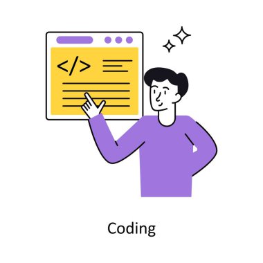 Kodlama Kavram vektör illüstrasyonu. Beyaz Arkaplanda izole edilmiş.