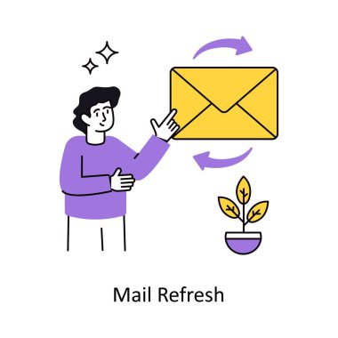 Posta Yenileme Konsepti vektör çizimi. Beyaz Arkaplanda izole edilmiş. 
