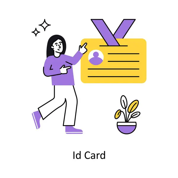 Kimlik kartı kavramsal vektör çizimi. Beyaz Arkaplanda izole edilmiş. 