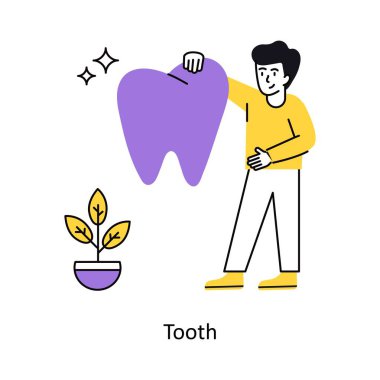 Diş Kavramı vektör çizimi. Beyaz Arkaplanda izole edilmiş. 