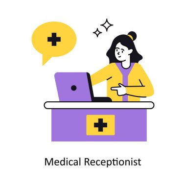 Tıbbi Resepsiyonist Vektör Çizimi. Beyaz Arkaplanda izole edilmiş. 