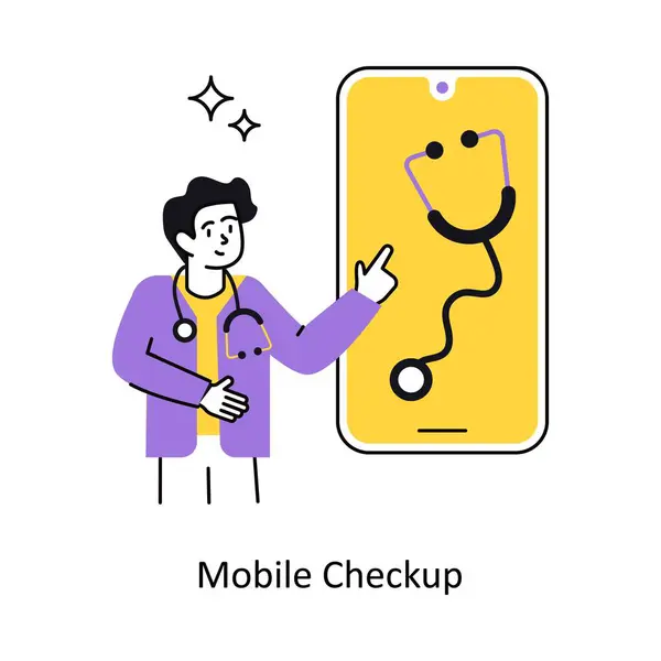 Mobil Kontrol Konsepti vektör çizimi. Beyaz Arkaplanda izole edilmiş. 