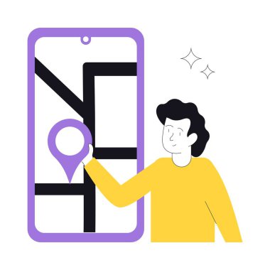 GPS Kavramsal Vektör Çizimi. Beyaz Arkaplanda izole edilmiş. 