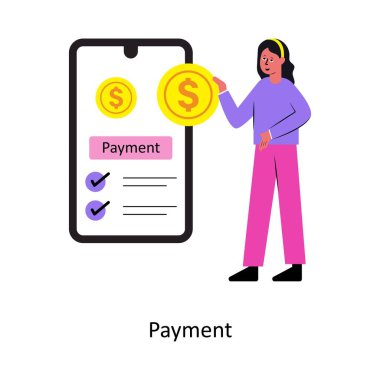 Ödeme kavramı vektör illüstrasyonu. Beyaz Arkaplanda izole edilmiş. 