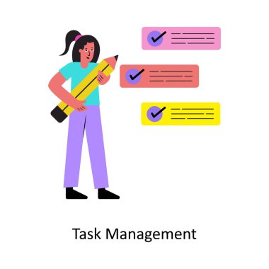 Görev Yönetimi Konsepti vektör çizimi. Beyaz Arkaplanda izole edilmiş. 