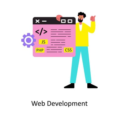 Web Geliştirme Konsepti vektör çizimi. Beyaz Arkaplanda izole edilmiş. 