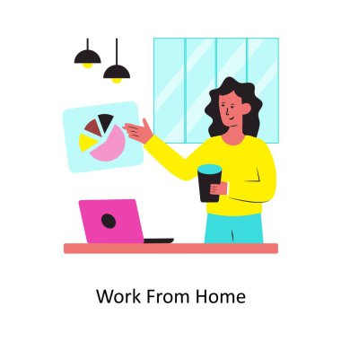 Home Concept vektör illüstrasyonundan çalış. Beyaz Arkaplanda izole edilmiş. 