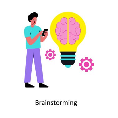 Beyin Fırtınası Kavram vektör çizimi. Beyaz Arkaplanda izole edilmiş. 