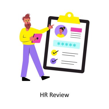 HR Gözden Geçirmesi Vektör İllüstrasyonu. Beyaz Arkaplanda izole edilmiş. 