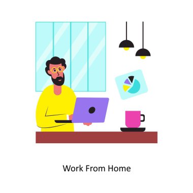 Home Concept vektör illüstrasyonundan çalış. Beyaz Arkaplanda izole edilmiş. 