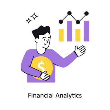 Finansal Analitik Konsept Vektör Çizimi. Beyaz Arkaplanda izole edilmiş.