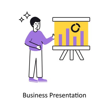 Business Presentation Concept vektör illüstrasyonu. Beyaz Arkaplanda izole edilmiş.