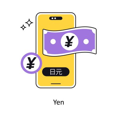 Yen Kavram vektör çizimi. Beyaz Arkaplanda izole edilmiş.