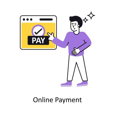 Çevrimiçi Ödeme Kavramı vektör çizimi. Beyaz Arkaplanda izole edilmiş.