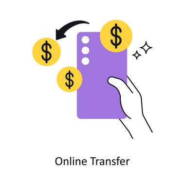 Çevrimiçi Transfer Kavram vektör çizimi. Beyaz Arkaplanda izole edilmiş.