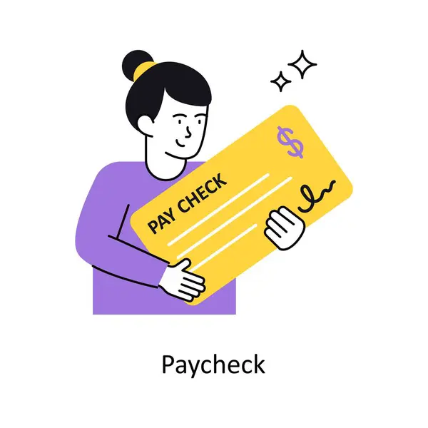 Maaş çeki konsept vektör çizimi. Beyaz Arkaplanda izole edilmiş.