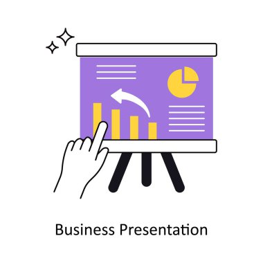 Business Presentation Concept vektör illüstrasyonu. Beyaz Arkaplanda izole edilmiş.