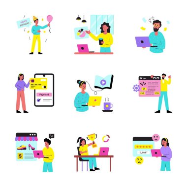 Çevrimiçi Ödeme Kavram vektör illüstrasyonu 11. set beyaz arkaplanda izole edildi.