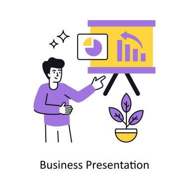 Business Presentation Concept vektör illüstrasyonu. Beyaz Arkaplanda izole edilmiş.
