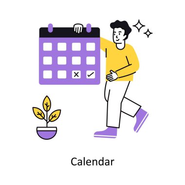 Takvim Kavram vektör çizimi. Beyaz Arkaplanda izole edilmiş.