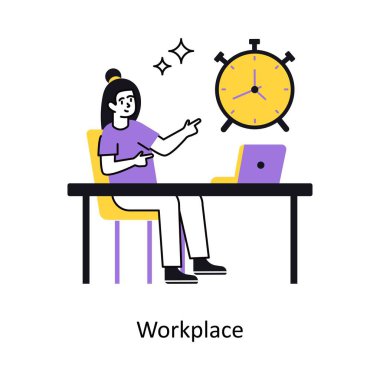 İş yeri kavramı vektör illüstrasyonu. Beyaz Arkaplanda izole edilmiş.