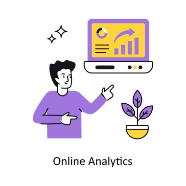 Çevrimiçi Analitik Kavram Vektör Çizimi. Beyaz Arkaplanda izole edilmiş.