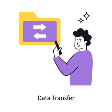 Veri transferi kavramı vektör illüstrasyonu. Beyaz Arkaplanda izole edilmiş.