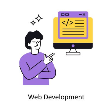Web Geliştirme Konsepti vektör çizimi. Beyaz Arkaplanda izole edilmiş.