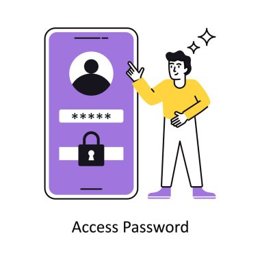 Erişim Parolası Kavram vektör çizimi. Beyaz Arkaplanda izole edilmiş.