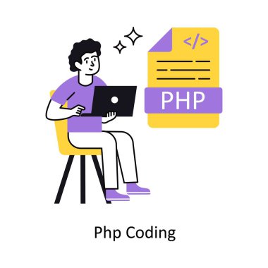 Php Kodlama Konsepti vektör çizimi. Beyaz Arkaplanda izole edilmiş.