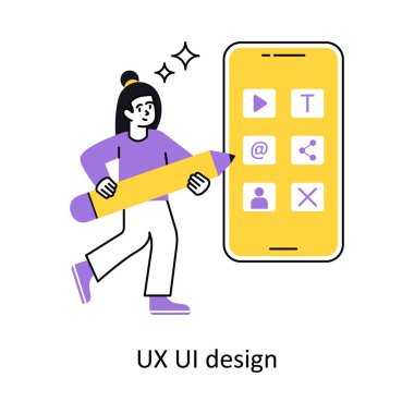 UX UI tasarımı Konsept vektör çizimi. Beyaz Arkaplanda izole edilmiş.
