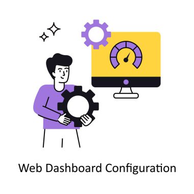 Web Kontrol Paneli Yapılandırma Vektör Çizimi. Beyaz Arkaplanda izole edilmiş.